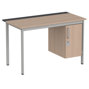 Bureau CUBIK 1 porte à droite plateau ép.19 mm mélaminé chant ABS piètement époxy - 120x62 cm - T6