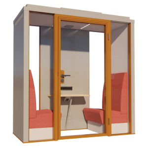 Cabine acoustique FIZZ BOX W2 fond vitré - 2 personnes - L217xP97xH229 cm