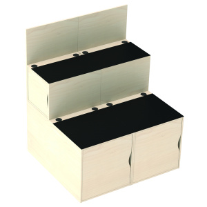 Ensemble podium 2 niveaux 6 cases mélaminé - L134xP120xH160 cm - Erable Gotland