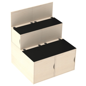 Ensemble podium 2 niveaux 6 cases mélaminé - L134xP120xH160 cm - Erable Gotland