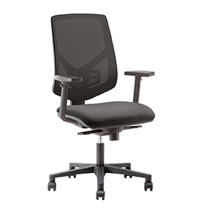 Siège UNIT AIR avec accoudoir dossier résille assise tissu TEDDY - H44,2 à 57,6 cm