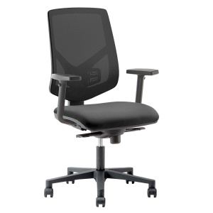 Siège UNIT AIR avec accoudoir dossier résille assise tissu TEDDY - H44,2 à 57,6 cm