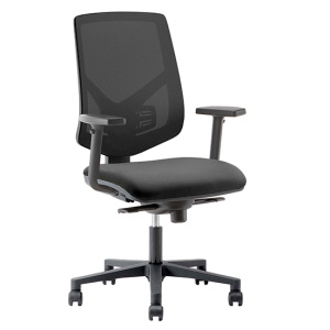 Siège UNIT AIR avec accoudoir dossier résille assise tissu TEDDY - H44,2 à 57,6 cm