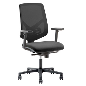 Siège UNIT AIR avec accoudoir dossier résille assise tissu TEDDY - H44,2 à 57,6 cm