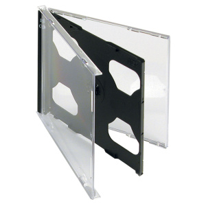 Boitier pour 2 CD plastique rigide l.12,5 x pr.1,04 x h.14,2 cm