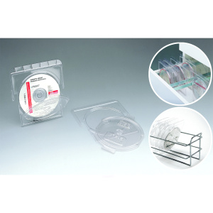 Lot de 10 étuis CD plastique semi-rigide pour tiroir - L16,5xP15xH0,5 cm - Transparent