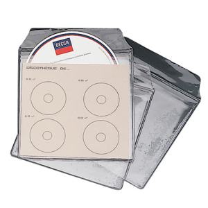 Lot de 10 pochettes prêt de CD poche kangourou PVC cristal l.14 x h.14 cm