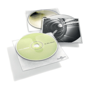 Lot de 10 pochettes CD avec feutrine polypropylène avec protection tissu l.12,7 x h.12,7 cm