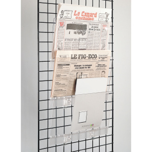 Support journaux ou revues en plexiglas pour grille d'exposition - L49xH26 cm