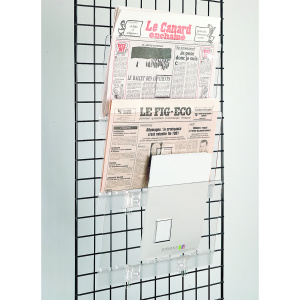 Support journaux ou revues en plexiglas pour grille d'exposition - L49xH26 cm