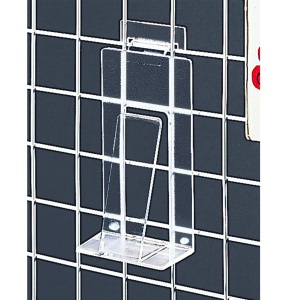 Support livres jusqu'à ép.3 cm en plexiglas pour grille d'exposition