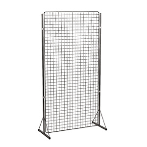 Grille d'exposition maille 50x50 mm époxy - L105xP50xH205 cm - Noir