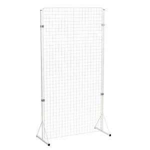 Grille d'exposition maille 50x50 mm époxy - L105xP50xH205 cm - Blanc