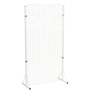 Grille d'exposition maille 50x50 mm époxy - L105xP50xH205 cm - Blanc