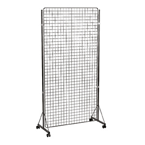Grille d'exposition mobile maille 50x50 mm époxy - L105xP50xH210 cm - Noir