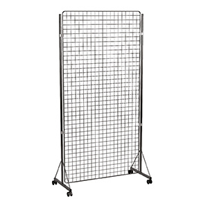 Grille d'exposition mobile maille 50x50 mm époxy - L105xP50xH210 cm - Noir