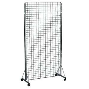 Grille d'exposition mobile maille 50x50 mm époxy - L105xP50xH210 cm - Noir