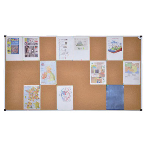 Panneau d'affichage mural liège et aluminium 10 feuilles A4 - L110xH64 cm