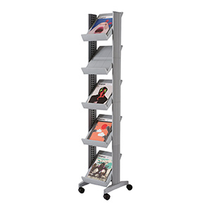 Présentoir mobile simple face métal et polystyrène 5 tablettes - L35xP38,5xH167,5 cm - Noir