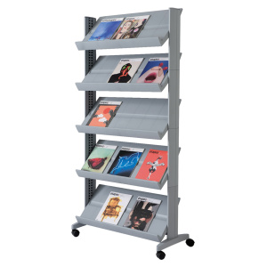 Présentoir mobile simple face métal et polystyrène 5 tablettes - L85,5xP38,5xH167,5 cm - Noir