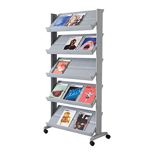 Présentoir mobile simple face métal et polystyrène 5 tablettes - L85,5xP38,5xH167,5 cm - Noir