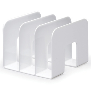 Porte-revues 3 compartiments plastique - L21,5xP21xH16,5 cm - Blanc