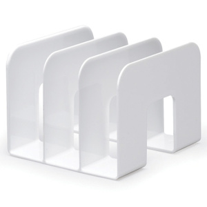 Porte-revues 3 compartiments plastique - L21,5xP21xH16,5 cm - Blanc