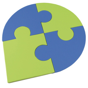 Lot de 4 tapis PUZZLE tissu enduit Comète - forme goutte D150 cm