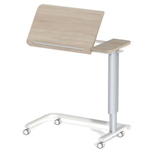 Table ADAP'TABLES mobile avec freins plateau inclinable stratifié chant ABS piètement époxy - H70 à 105 cm