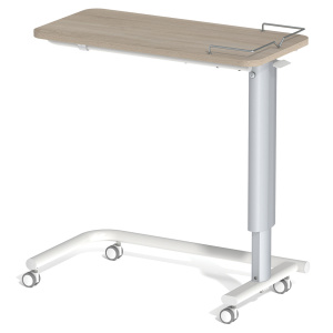 Table ADAP'TABLES mobile avec freins plateau avec galerie stratifié chant ABS piètement époxy - H70 à 105 cm