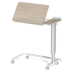 Table ADAP'TABLES mobile avec freins plateau avec galerie inclinable stratifié chant ABS piètement époxy - H70 à 105 cm
