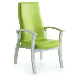 Fauteuil SILVER AGE tissu enduit dossier piètement bois - L61xP64xH110 cm