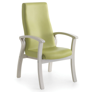 Fauteuil SILVER AGE tissu enduit dossier piètement bois - L61xP64xH110 cm