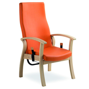 Fauteuil SILVER AGE tissu enduit dossier inclinable piètement bois - L62xP73xH121 cm