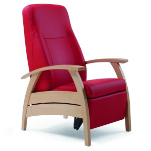 Fauteuil RELAX dossier et repose-jambes inclinable/synchronisé piètement bois - L66xP87xH113 cm