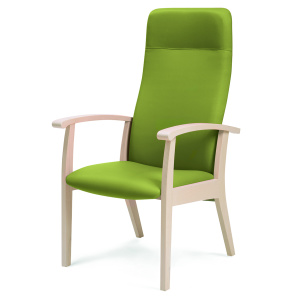 Fauteuil SIXTY tissu enduit piètement bois - L62xP67xH118 cm