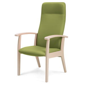 Fauteuil SIXTY tissu enduit piètement bois - L62xP67xH118 cm