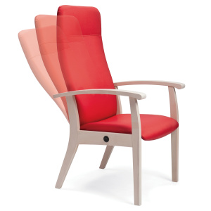 Fauteuil SIXTY dossier inclinable tissu enduit piètement bois - L62xP70xH118 cm