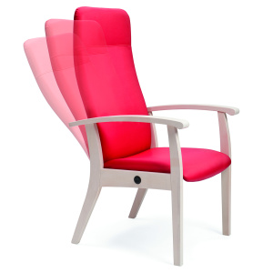 Fauteuil SIXTY dossier inclinable tissu enduit piètement bois - L62xP70xH118 cm