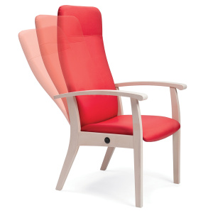 Fauteuil SIXTY dossier inclinable tissu enduit piètement bois - L62xP70xH118 cm