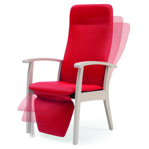 Fauteuil SIXTY dossier et repose-jambes inclinable/synchronisé tissu enduit pièt. bois - L62xP70xH118 cm