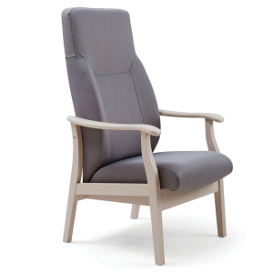 Fauteuil RELAX tissu enduit piètement bois - L65xP71xH117 cm