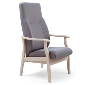 Fauteuil RELAX tissu enduit piètement bois - L65xP71xH117 cm