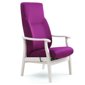 Fauteuil RELAX dossier inclinable tissu enduit piètement bois - L65xP71xH117 cm