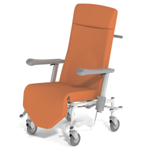 Fauteuil KLUB WT1603 frein avant/arrière tissu enduit structure époxy relève jambe manuel roues D125 mm double galet - L69xP81xH121 cm