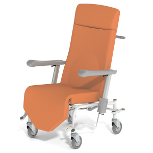 Fauteuil KLUB WT1603 frein avant/arri?re tissu enduit structure ?poxy rel?ve jambe manuel roues D125 mm double galet - L69xP81xH121 cm