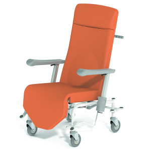 Fauteuil KLUB WT1603 frein avant/arrière tissu enduit structure époxy relève jambe manuel roues D125 mm double galet - L69xP81xH121 cm