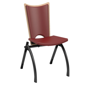 Chaise PETRA dossier bois avec placet et assise tissu enduit piètement époxy - T6