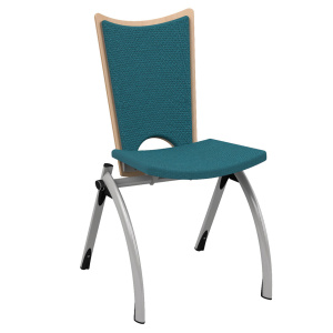 Chaise PETRA dossier bois avec placet et assise tissu Trévira CS piètement époxy - T6