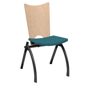Chaise PETRA dossier bois et assise tissu Trévira CS piètement époxy - T6